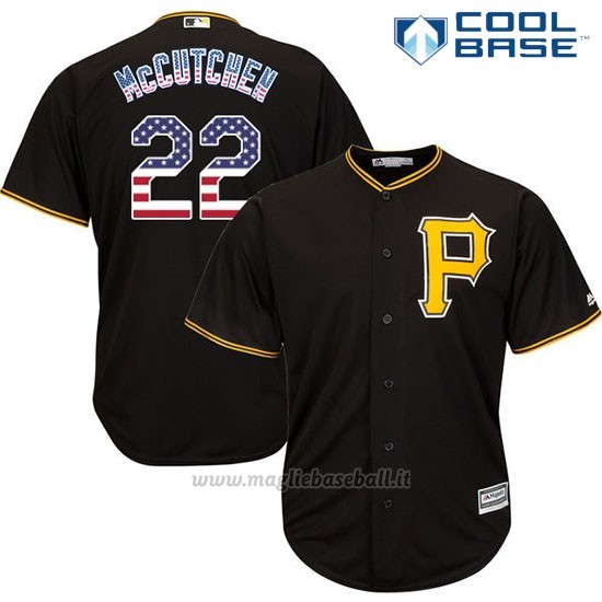 Maglia Baseball Uomo Pittsburgh Pirates Andrew Mccutchen Nero Estrellas y Rayas Cool Base
